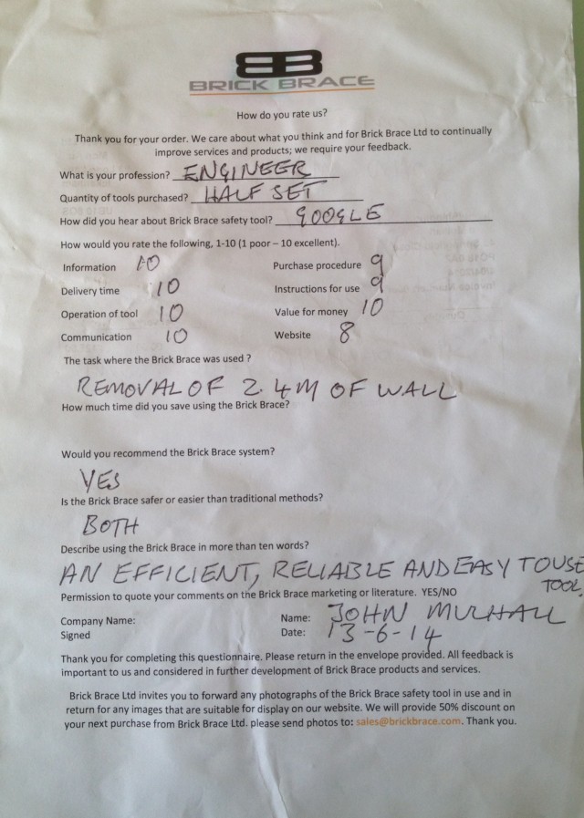 Brick Brace Full Set Brick Brace Brickwork Support Tools UK